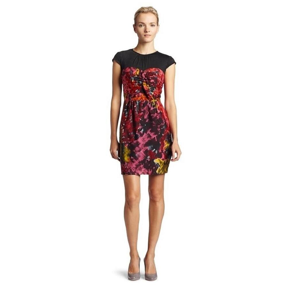 Trina Turk L.A Women's Mock Strapless Watercolor Dress Size 6 Wool / Silk 1716